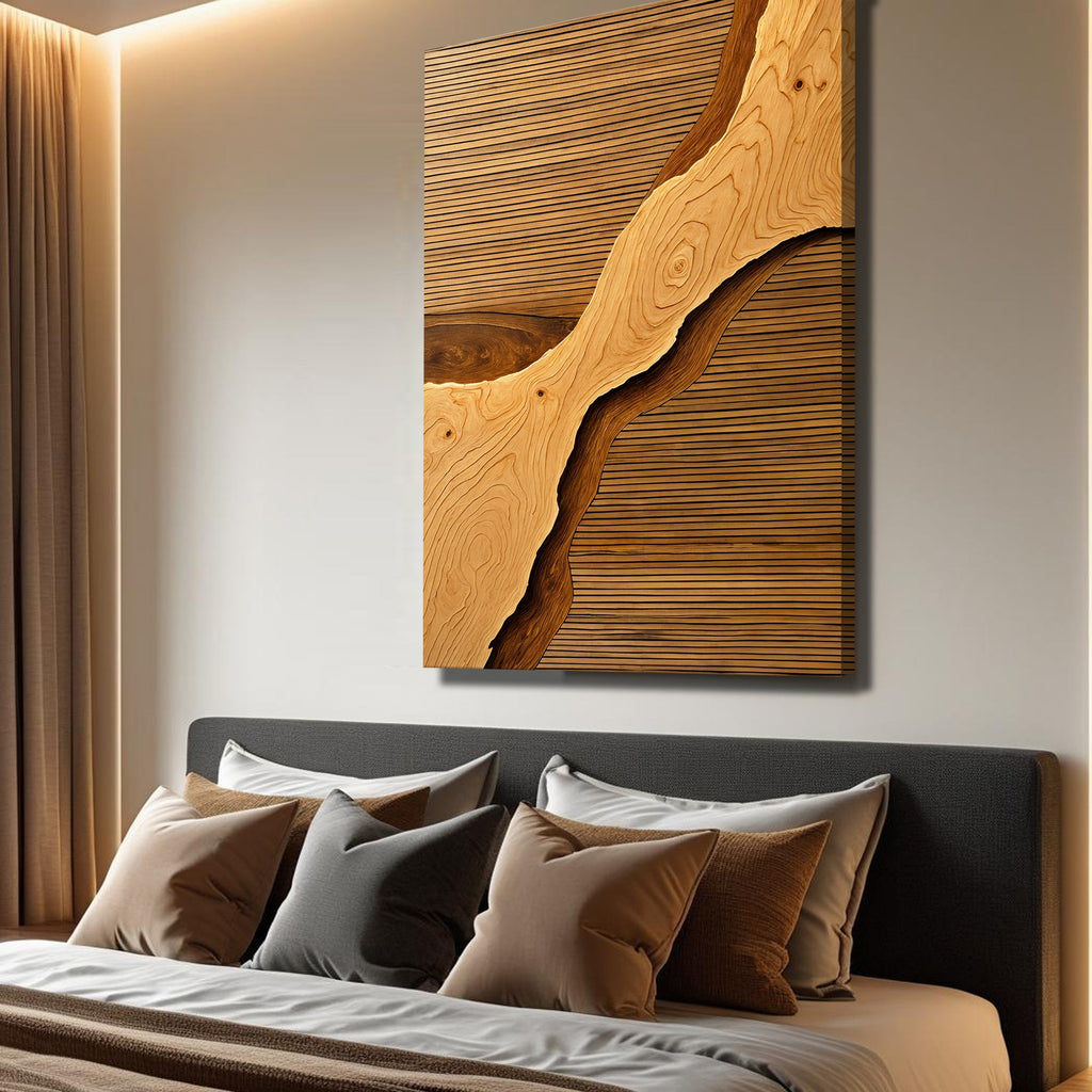 Wood Rift Wall Art – Handcrafted USA Canvas