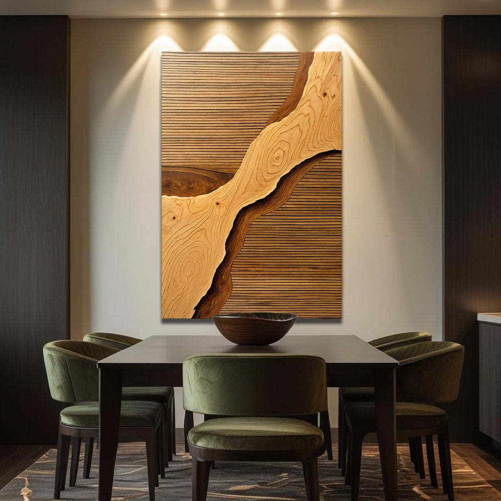 Wood Rift Wall Art – Handcrafted USA Canvas