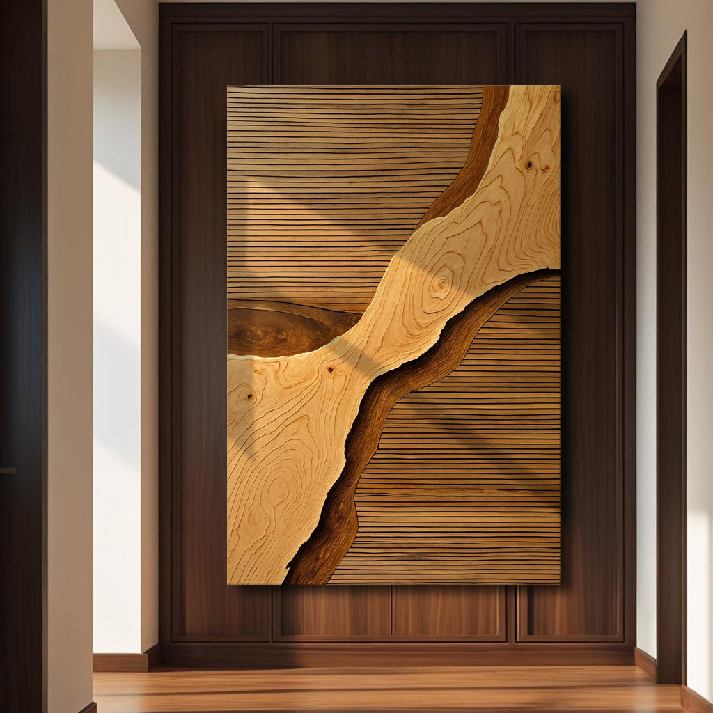 Wood Rift Wall Art – Handcrafted USA Canvas