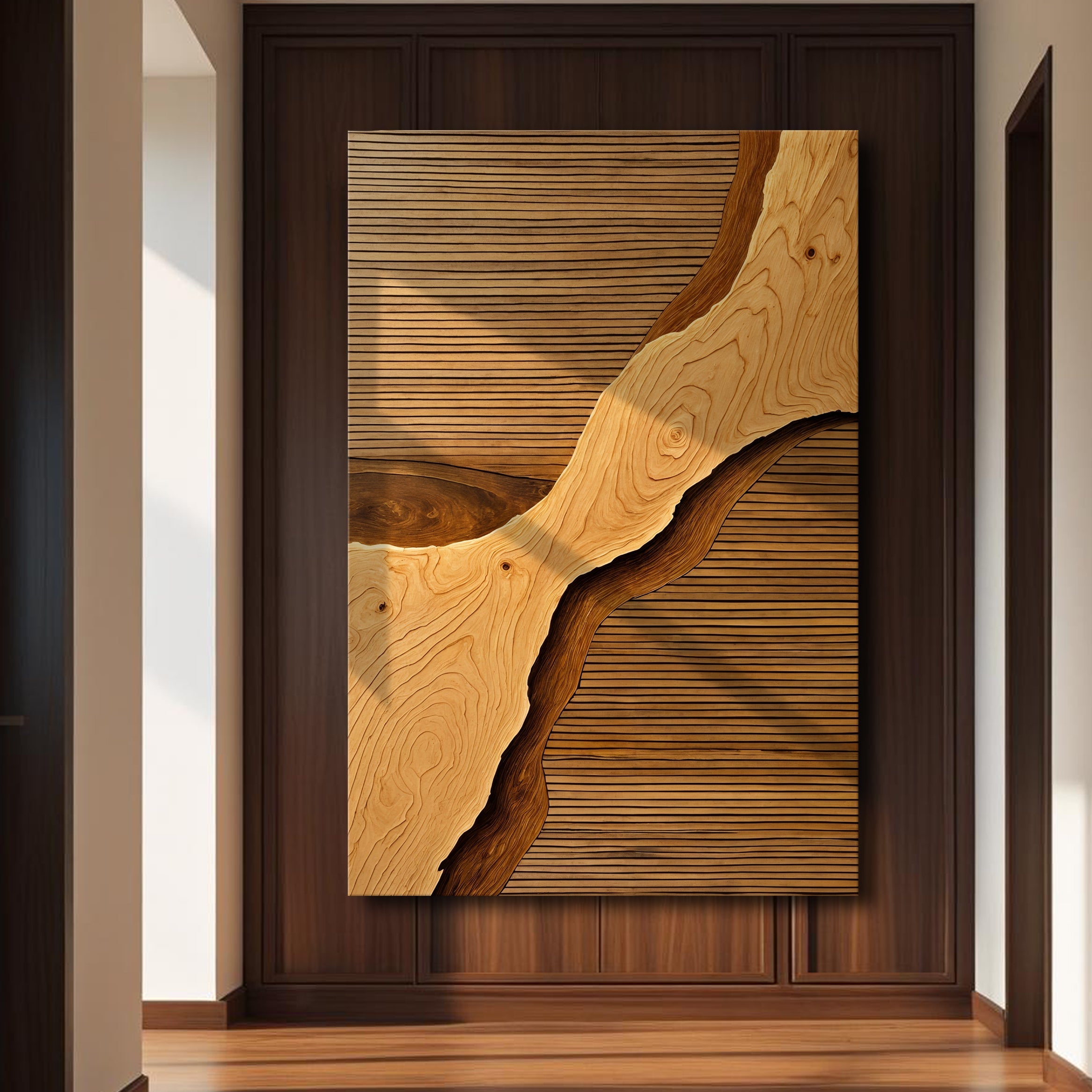 Wood Rift Wall Art – Handcrafted USA Canvas
