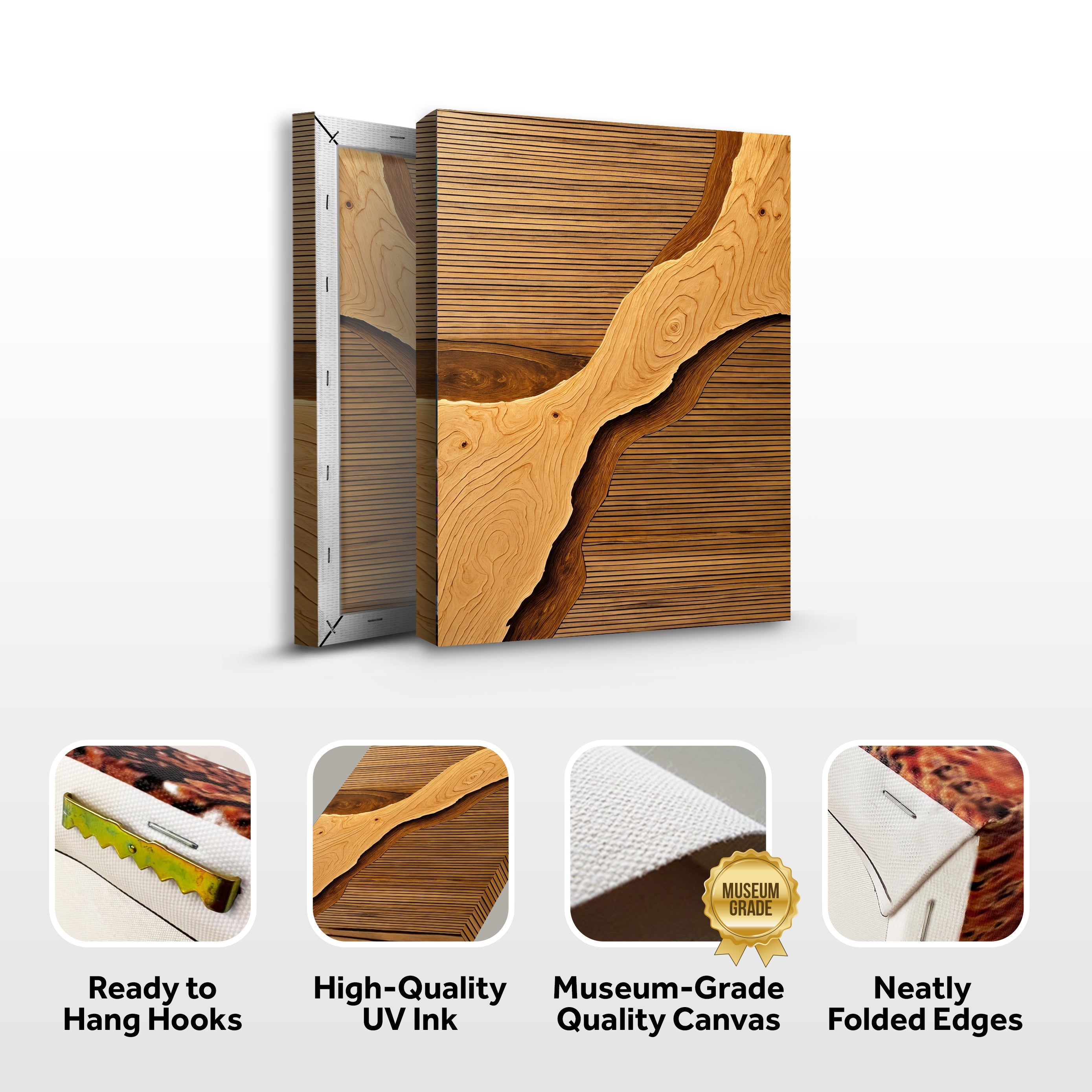 Wood Rift Wall Art – Handcrafted USA Canvas