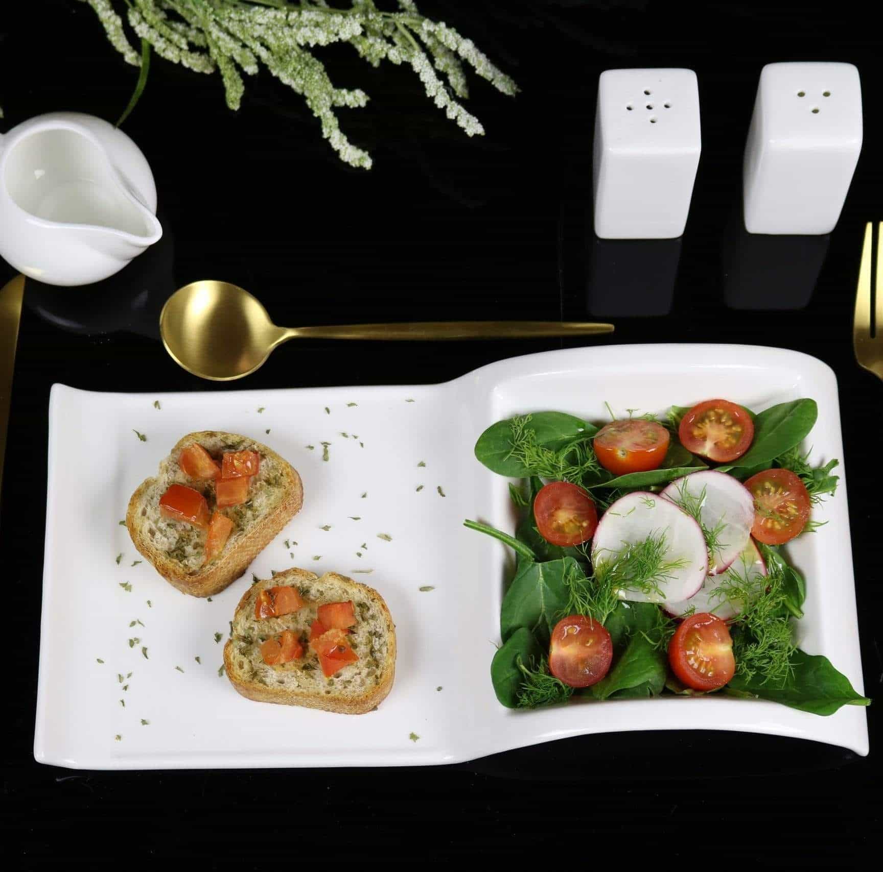 Sectional Salad Plate – Set of 4 | Fine Bone China