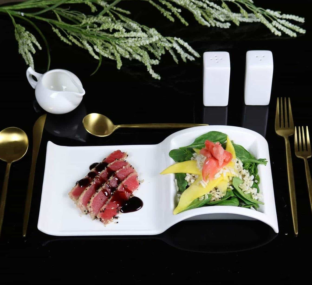 Sectional Salad Plate – Set of 4 | Fine Bone China