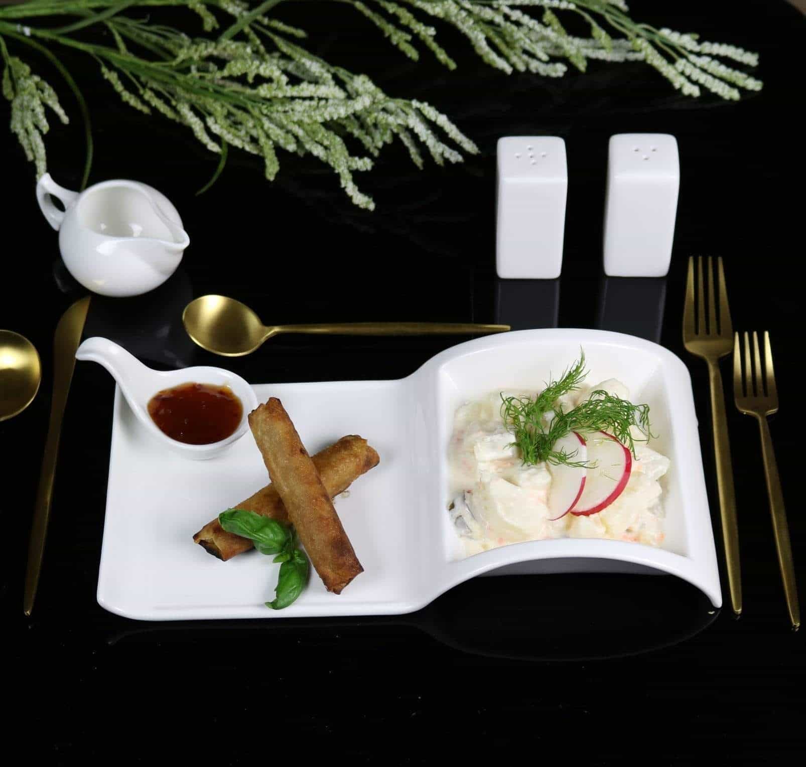 Sectional Salad Plate – Set of 4 | Fine Bone China
