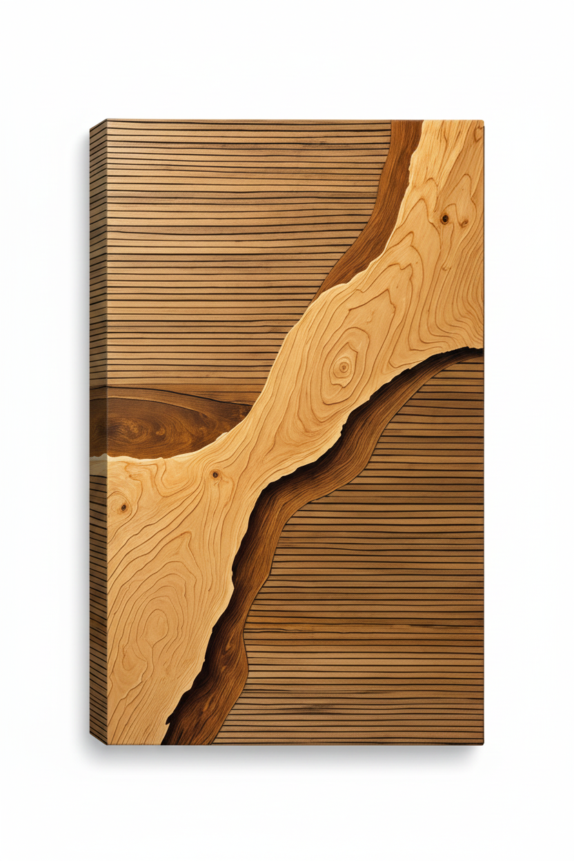 Décoration murale Wood Rift – Toile artisanale fabriquée aux États-Unis